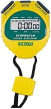 Extech 365510 Digital Stopwatch and Clock, Water Resistant, Yellow