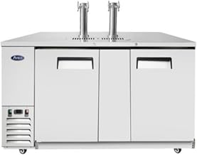 Atosa Commercial Beer Keg Cooler Kegerators 2 Doors, MKC68 68 Medium Stainless Steel Beer Keg Fridge 33?-38? Beverage Barrel Coolers on Wheels Restaurant Equipment 21Cu.Ft 68W28D42H