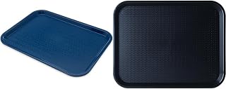 Carlisle 12" x 16" Blue and 14" x 10" Black Cafeteria Trays with Skid-Resistant Surfaces, NSF Certified