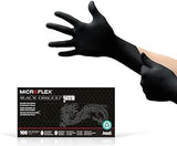 Ansell MICROFLEX Black Dragon BD-100N 5mil Nitrile Exam Gloves, Powder-Free, Textured Fingertips, Disposable Gloves for Medical, Industrial & Automotive Use - Size 6 (XS), Black (Box of 100)