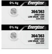 2 X 364 363 Silver Oxide Watch Batteries SR621SW SR by Energizer – Silver, Pack of 2, Model PT-65MR-8142
