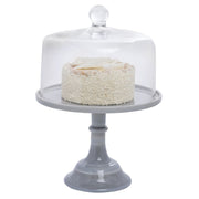 10" Marble Cake Plate by by Mosser Glass – Glass, Gray Marble, Model 633449-24010MBL