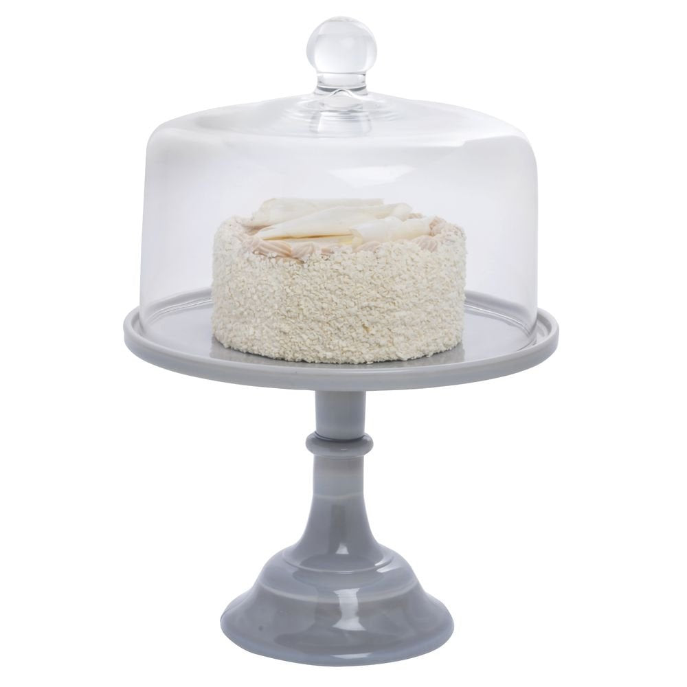 10" Marble Cake Plate by by Mosser Glass – Glass, Gray Marble, Model 633449-24010MBL
