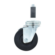 BK Resources 4" Hard Rubber 1" Expanding Stem Swivel Caster for Work Tables with Top Lock Brake – 4", Silver, Model 4SBR-1RA-HR-TLB