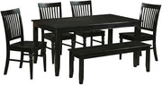 Furnifact Solid Wood Kitchen Table 6 Piece Set with Bench and Chairs, Dining Room Table for 6 Kitchen Tables Breakfast Nook
