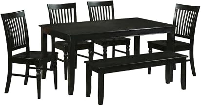 Furnifact Solid Wood Kitchen Table 6 Piece Set with Bench and Chairs, Dining Room Table for 6 Kitchen Tables Breakfast Nook