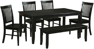 Furnifact Solid Wood Kitchen Table 6 Piece Set with Bench and Chairs, Dining Room Table for 6 Kitchen Tables Breakfast Nook