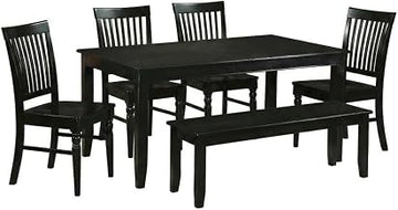 Furnifact Solid Wood Kitchen Table 6 Piece Set with Bench and Chairs, Dining Room Table for 6 Kitchen Tables Breakfast Nook
