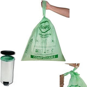 13 Gallon Compostable Drawstring Trash Bags by BioBag, 40 Count, BPI Certified, Meets ASTM D6400 Standards, Easy-Tie Kitchen Liners