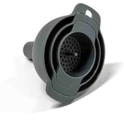 Tablecraft 12645 Funnel Set with Strainer, 3-Piece Nesting Funnels with Removable Filter for Transferring Liquids, Oils, Spices, Dry Ingredients, Durable Polypropylene, Dishwasher Safe, Hanging Loop
