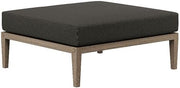 Modway Northlake Teak Outdoor Ottoman in Flint Gray – Large Square Patio Footrest with Cushion