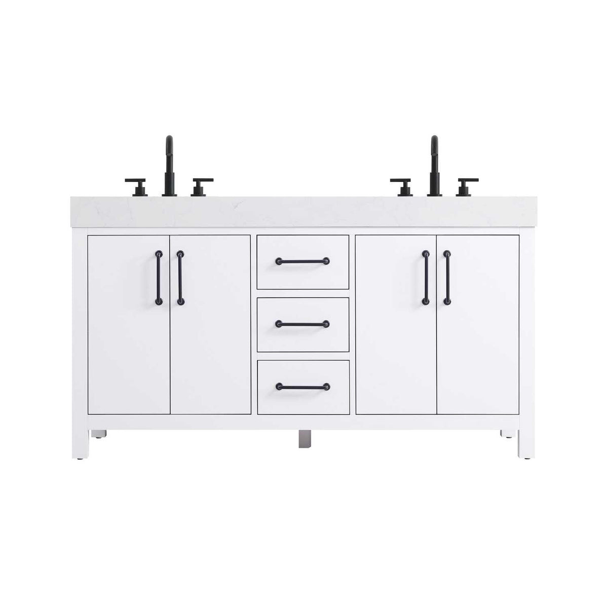Elegant Kitchen and Bath 60" Double Bathroom Vanity in White by Elegant Lighting – unspecified, Wood, White, Model VF60660DWH