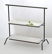 G.E.T. Enterprises IR-602B 20" x 9.25" Rectangular 2-Tier Riser, 19" Tall, Iron Powder Coated