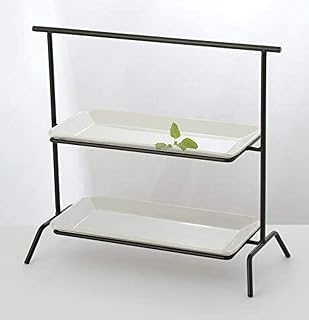 G.E.T. Enterprises IR-602B 20" x 9.25" Rectangular 2-Tier Riser, 19" Tall, Iron Powder Coated