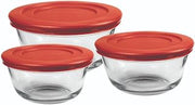 Anchor Hocking Glass Food Prep and Mixing Bowls with Lids, Blue, 6-Piece Set