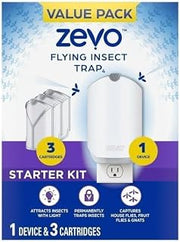 ZEVO Flying Insect Trap Refill Cartridges (1 Device & 3 Refill Cartridges Pack)