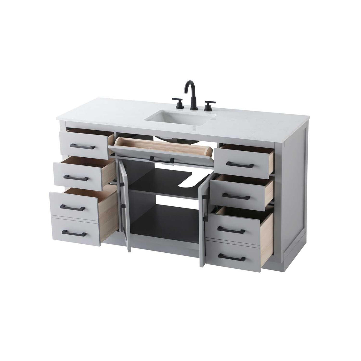 Alden Bathroom Vanity Grey by Lighting Design – Wood, Grey, Model VF29760GR