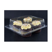 LBH6404 - 4 Count Clear Hinged Cupcake/Muffin Container - 250 per case by Detroit Forming – 9.375 x 6 x 2.875 inches, 2.125 inches, Plastic, Clear, Model LBH-6404