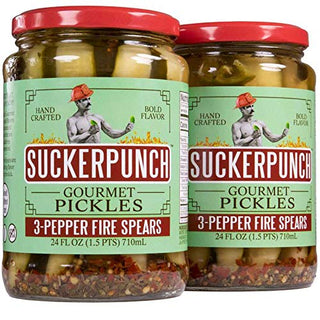 3 Pepper Fire Pickle Spears 24 Oz. (6 Count) by Sucker Punch – One Size, No Color