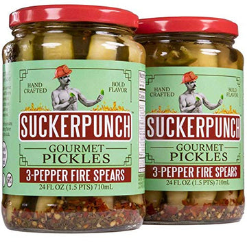 3 Pepper Fire Pickle Spears 24 Oz. (6 Count) by Sucker Punch – One Size, No Color