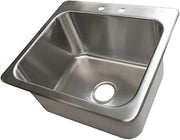 BK Resources NSF Commercial One Compartment Drop in Sink, 20"x16"x12", 18 Gauge T-304 Stainless Steel, Top Mount, Seamless Deep Drawn Construction (DDI-20161224)