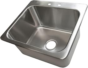 BK Resources NSF Commercial One Compartment Drop in Sink, 20"x16"x12", 18 Gauge T-304 Stainless Steel, Top Mount, Seamless Deep Drawn Construction (DDI-20161224)
