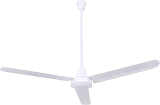 Canarm 56" White Industrial Ceiling Fan with 36" Downrod – High-Performance DC Motor – Wall Control – Ideal for Warehouses, Gyms & Large Spaces