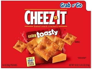 Cheez-It Baked Snack Cheese Crackers, Extra Toasty, Grab n' Go, 6.750lb Case (36 Count)