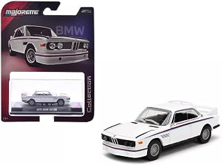 Majorette Collection – 1975 BMW 3.0 CSL 1:64 Die-Cast Model Car with Rubber Tires & Display Case, for Collectors & Adults
