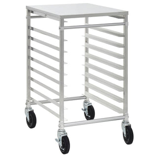 Aluminum 9-Pan Bun Pan Rack with Top - 20 1/2" L x 26" W x 34" H by HUBERT – 9-Tier Knockdown, Aluminum, Silver, Model AET1893/AT/KDSM