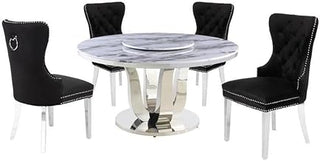 6-Piece Dining Set with Lazy Susan, Black