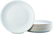 CP9GOEWH Gold Label Coated Paper Plates by AJM Packaging – Medium, Paper, White, Model AJMCP9GOEWH