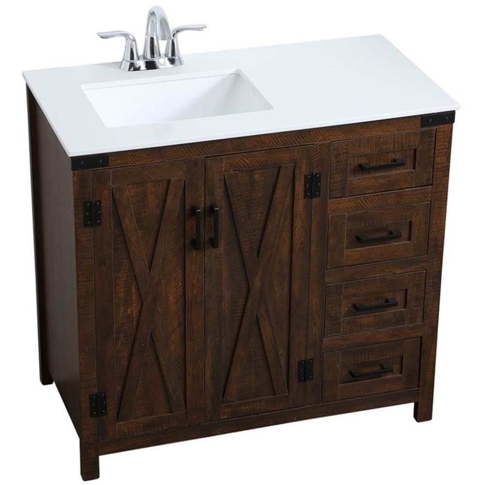 36 Inch Single Bathroom Vanity in Espresso by Elegant Decor – Engineered Wood, Black, Model VF90236EX