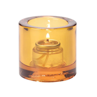 Amber Thick Glass Tealight Lamp by Hollowick – 2-7/8" H x 2-¾" D, Glass, Amber, Transparent, Model 5140A