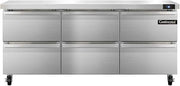 Continental Refrigerator SW72-D Three Section Work Top Refrigerator 72"W, With Six Drawers