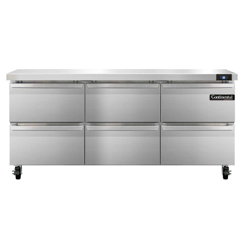 Continental Refrigerator SW72-D Three Section Work Top Refrigerator 72"W by Value Line Refrigerators – 20.6 cubic_feet, Model r290