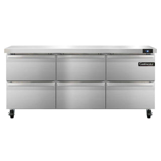 Continental Refrigerator SW72-D Three Section Work Top Refrigerator 72"W by Value Line Refrigerators – 20.6 cubic_feet, Model r290