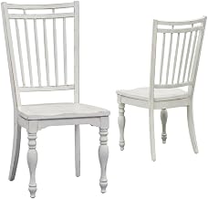 Starlight Canyon Home Solid Wood Spindle Back Side Chairs Set of 2, Farmhouse Dining Chairs for Kitchen Table and Dining Room Use, White