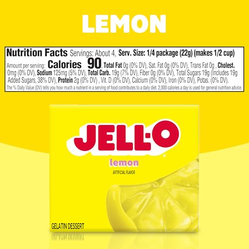 Jell-O Lemon / 3 Ounce (Pack of 5) / 1 Gelatin