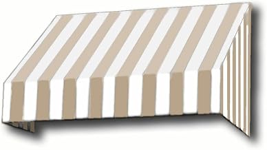 AWNTECH 10.38 FT. NEW Yorker Fixed Awning 124.5 in. W X 16 in. H X 30 in. D Acrylic Fabric in Linen/White Stripe NK1030-10LW