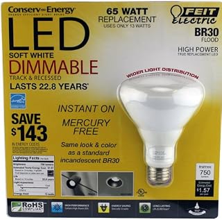 Feit Electric Br30 Flood Dimmable 13w/65w LED Light Bulb 750 Lumens 110° Degree