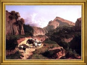 Art Oyster Andres Marko Italian Landscape with Sheperdess - 18" x 27" Premium Canvas Print with Gold Frame