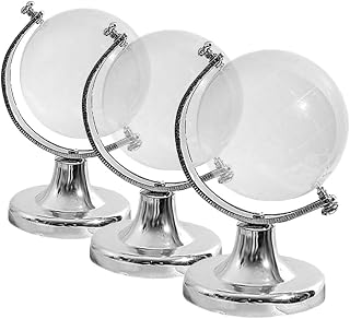 Cabilock 3 pcs Globe Ornament Mini Desktop Globe Model 2.36 in Transparent Decorative Table Top Accent for Office Study Car Handmade Craft Decor