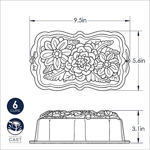 Wildflower Loaf Pan by Nordic Ware – 6 Cup, 6.0 cups, Aluminum, Toffee, Model 93148