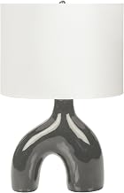 Monarch Specialties I 9660 Lighting, 25" H, Table Lamp, Dark Grey Ceramic, Ivory/Cream Shade, Contemporary, Modern