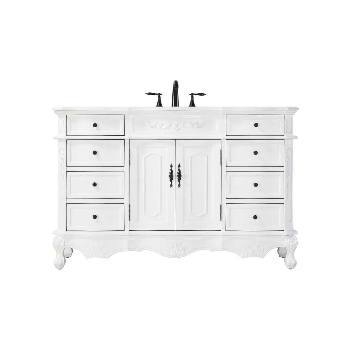 54" Single Bathroom Vanity in Antique White by Elegant Kitchen and Bath – unspecified, Aluminum, White, Model VF10154AW-VW