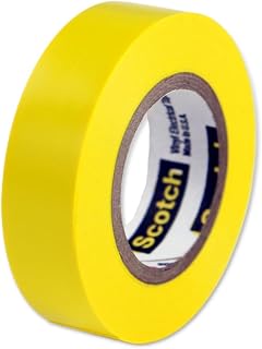 3M Scotch 35 Polyvinyl Chloride Color Coding Electrical Tape, 0 to 221 Degree F, 1250V/mil Dielectric Strength, 20' Length x 1/2" Width, Yellow