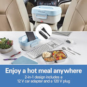 Hamilton Beach Stainless Steel 3 Compartment Tray / Blue / Modern Lunch Boxes