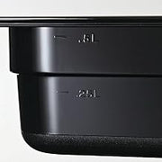 HUBERT Ninth-Size Polycarbonate Cold Food Pan, Black - 4 1/4" L x 6 15/16" W x 2 1/2" D