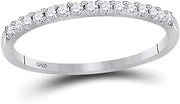 14k White Gold Round Cut Diamond Ladies Womens Channel Set Wedding or Anniversary 2mm Ring Band (.15 cttw)
